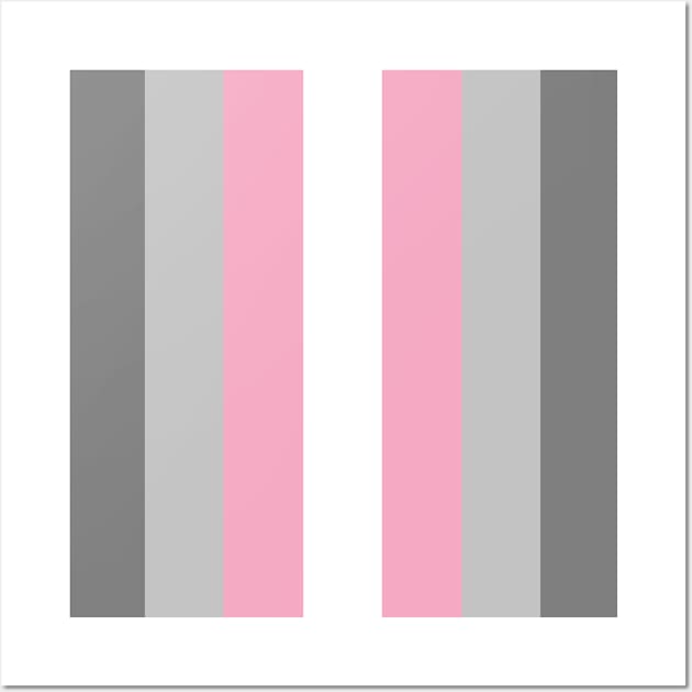 Demigirl Pride Flag Vertical Stripe on Black Wall Art by VernenInk